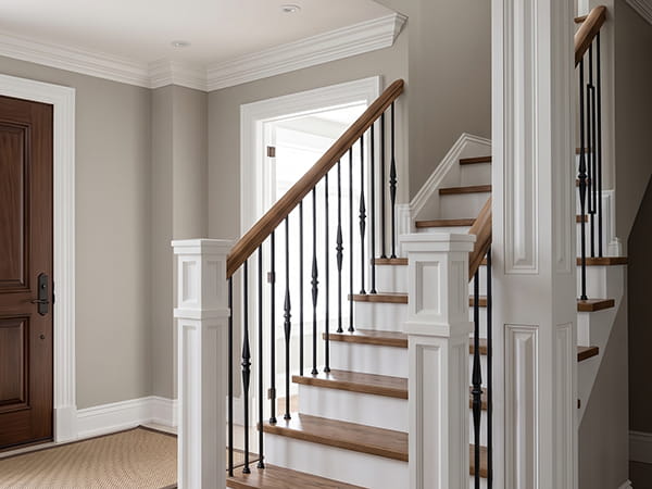 Decorative moldings trim and railings displayed in New Jersey home renovation showroom