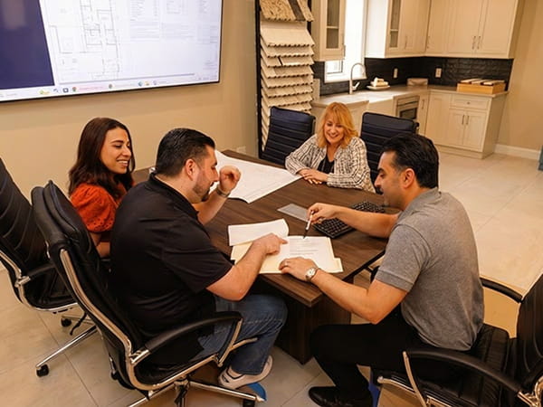 Kitchen design-build planning session with homeowners for a custom kitchen remodeling project in New Jersey