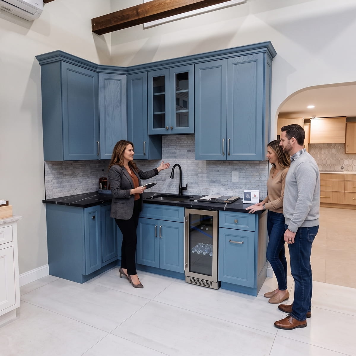Kitchen and bath showroom near Belmar NJ with cabinetry, countertops, flooring, and 3D design planning