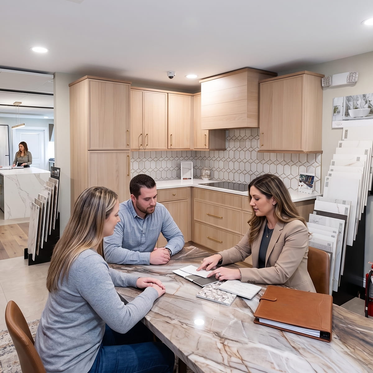 Kitchen and bath showroom near Cream Ridge NJ with cabinetry, countertops, flooring, and 3D design planning