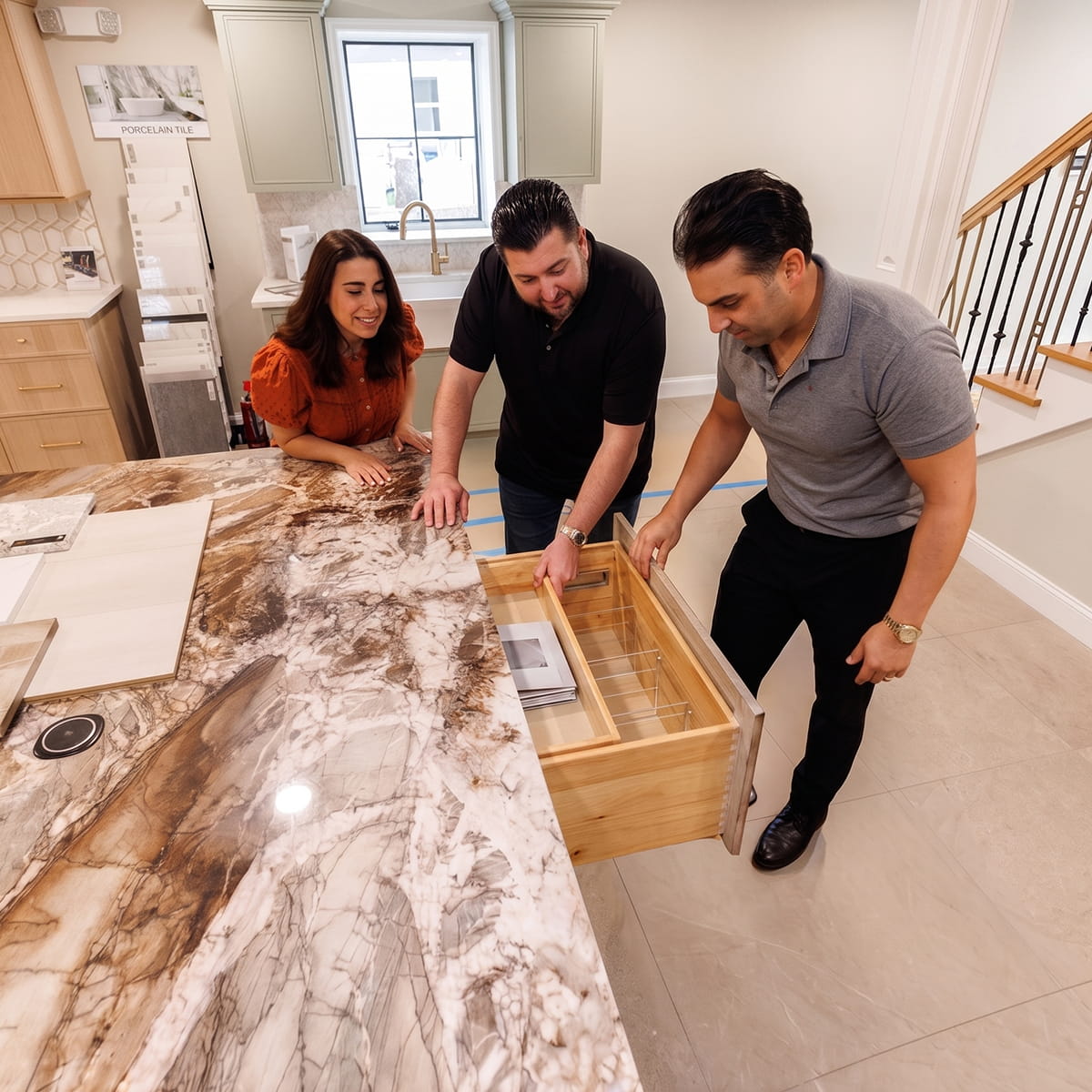 Kitchen and bath showroom near Tom's River NJ with cabinetry, countertops, flooring, and 3D design planning