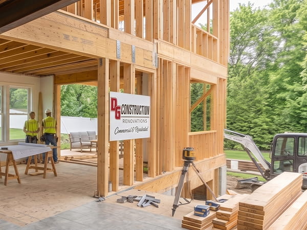 Structural home addition contractor building a two-story home expansion in Hamilton, New Jersey