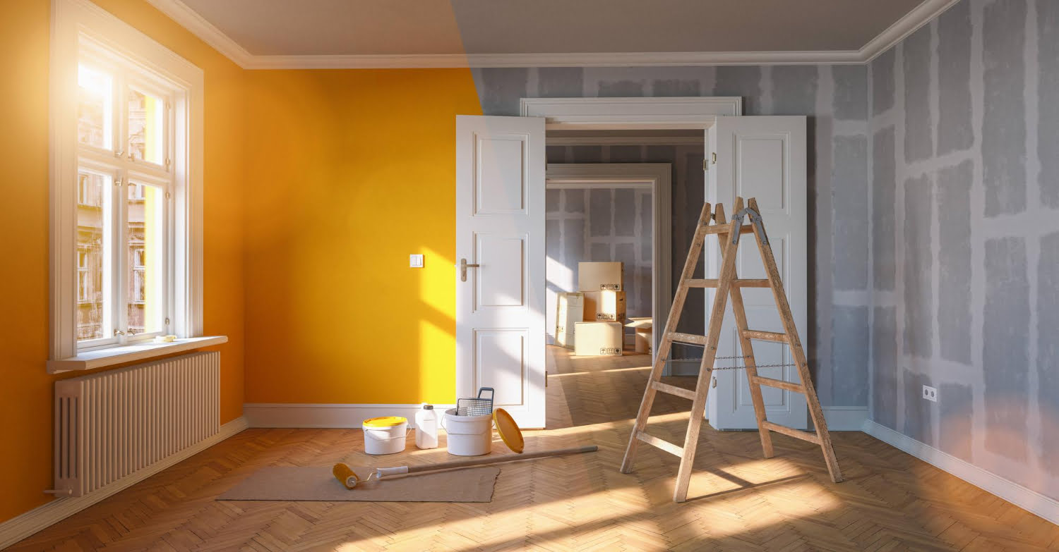 painting-wall-yellow-room-before-after-restoration-refurbishment Home Remodeling